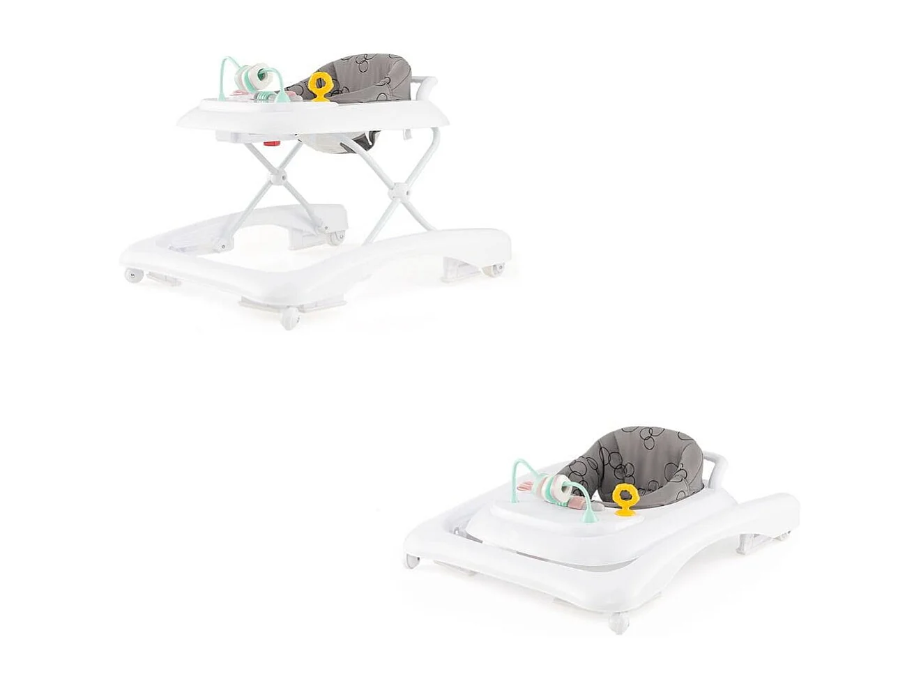 Trotteur Bébé Pliable avec 3 Hauteur Réglable & Roues Universelles 2 Vitesses Charge 12kg pour Bébé de 6 Mois + Gris