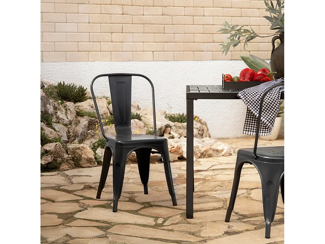 Chaise d'extérieur en métal gris anthracite 46x85 cm-Hjorts