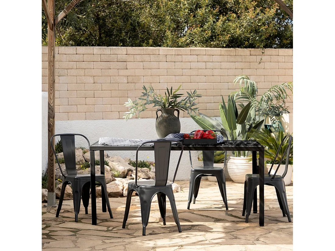 Chaise d'extérieur en métal gris anthracite 46x85 cm-Hjorts