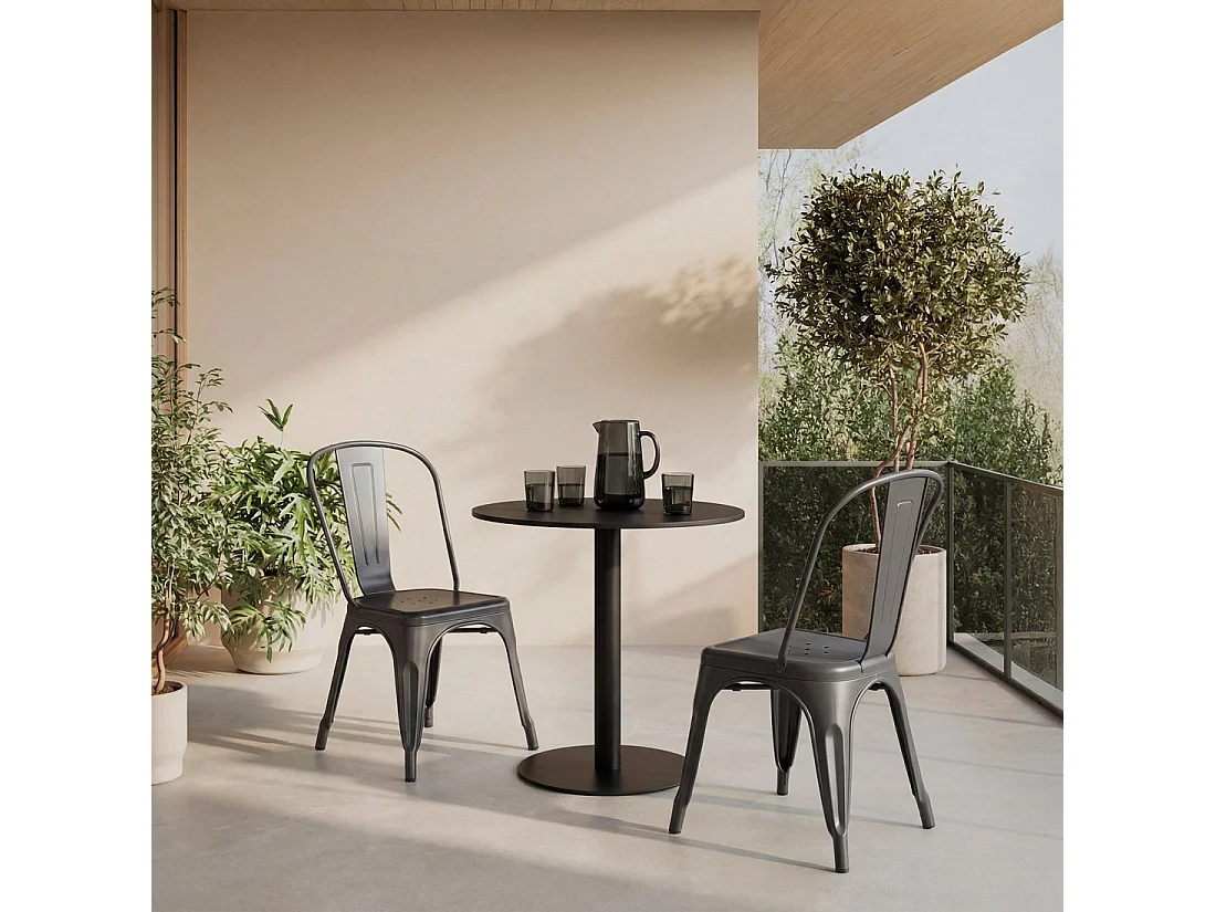 Chaise d'extérieur en métal gris anthracite 46x85 cm-Hjorts