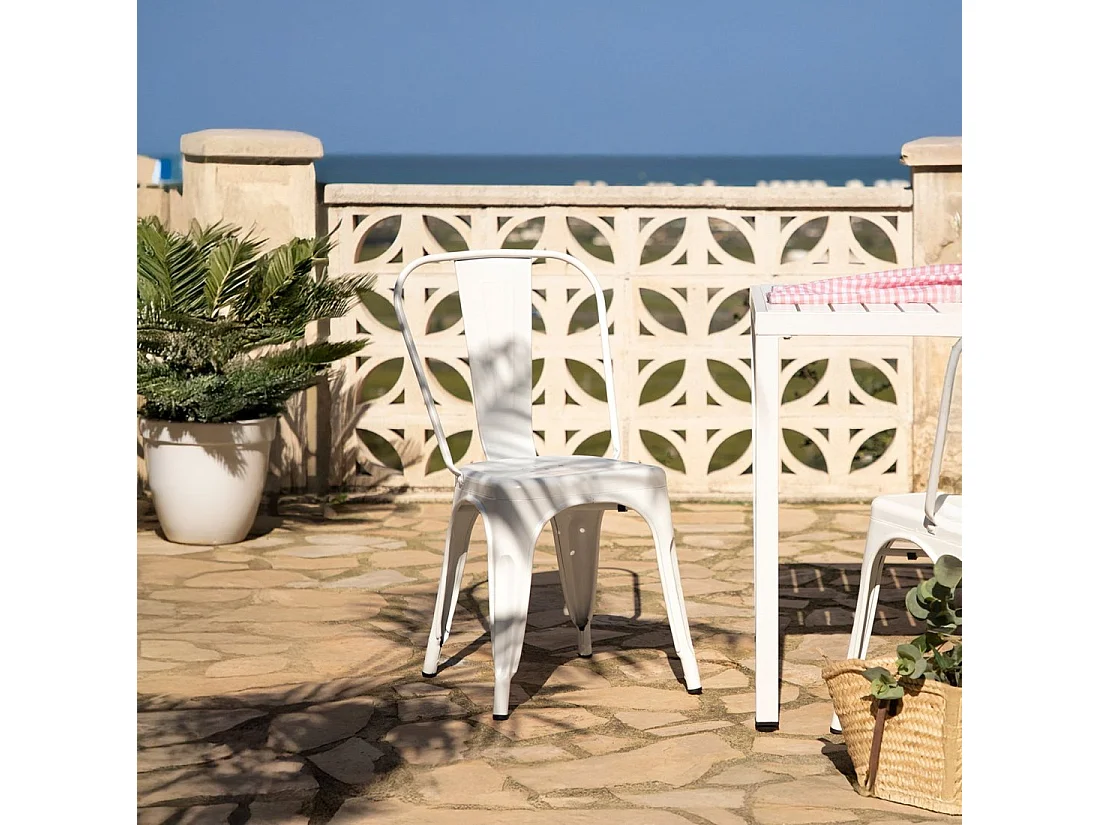 Chaise d'extérieur en métal blanc 46x85 cm-Hjorts