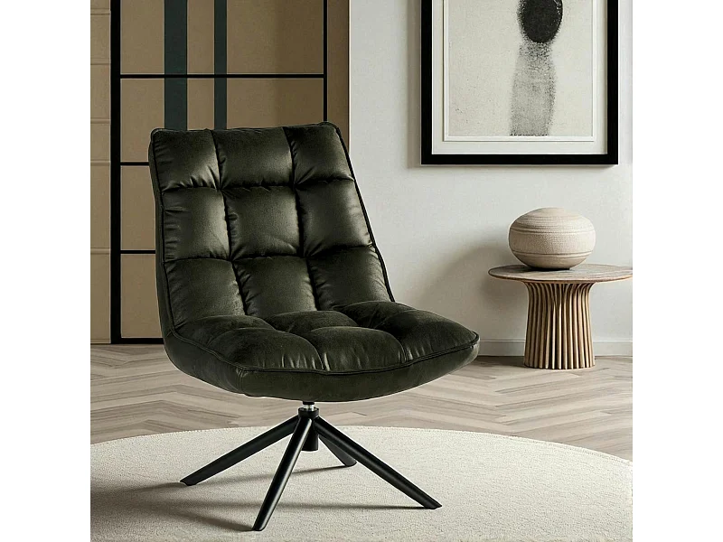 Fauteuil pivotant gris anthracite - confort salon KERALA