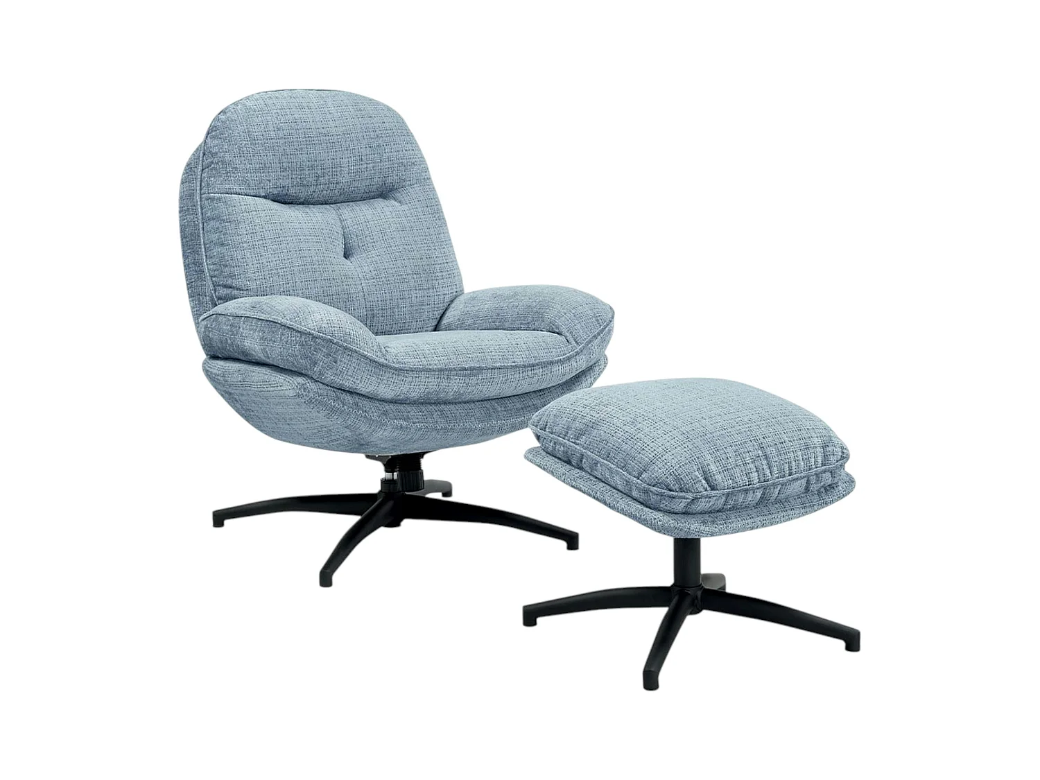 Fauteuil détente bleu acier pivotant avec repose-pieds IENA