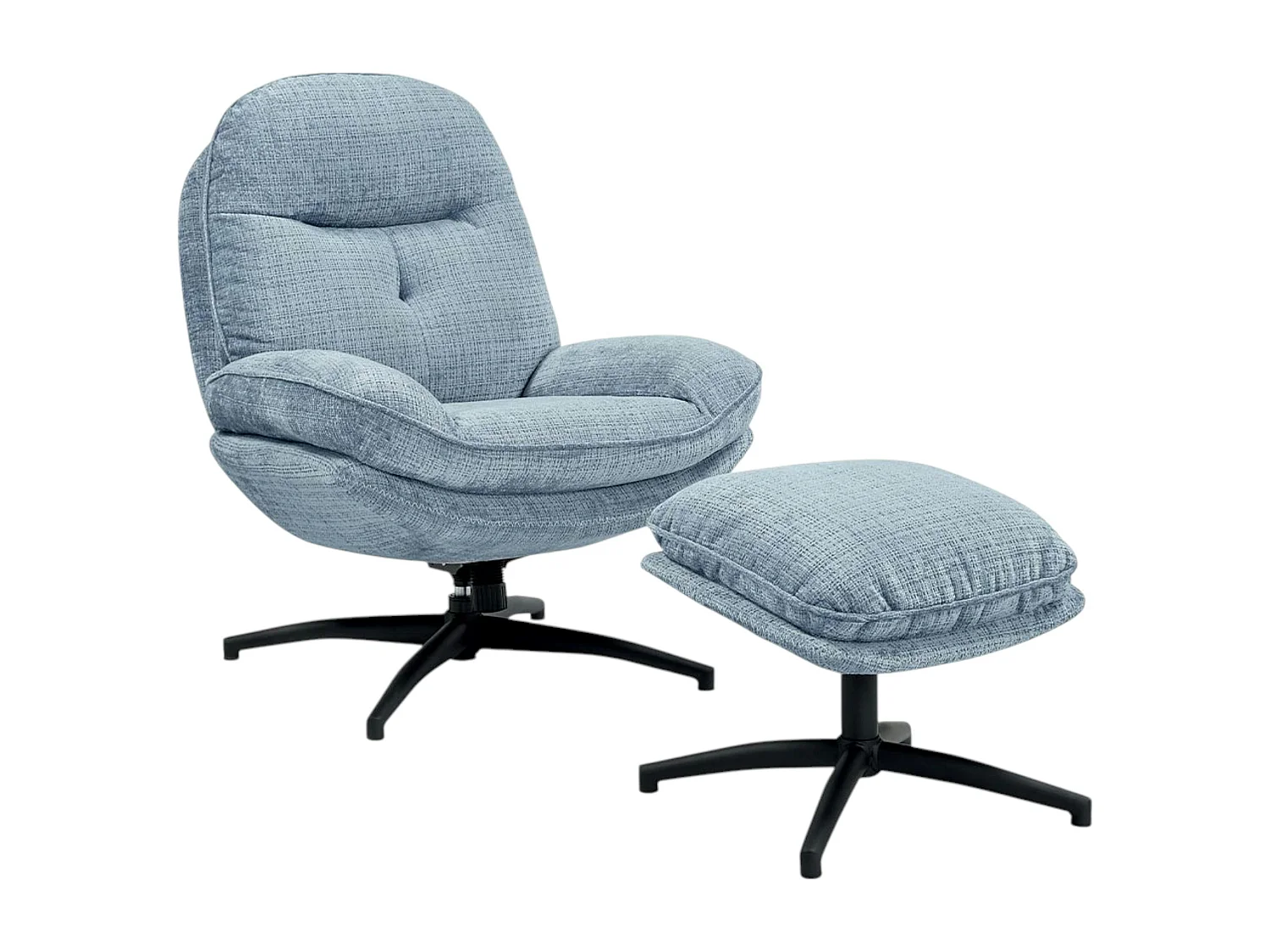 Fauteuil détente bleu acier pivotant avec repose-pieds IENA
