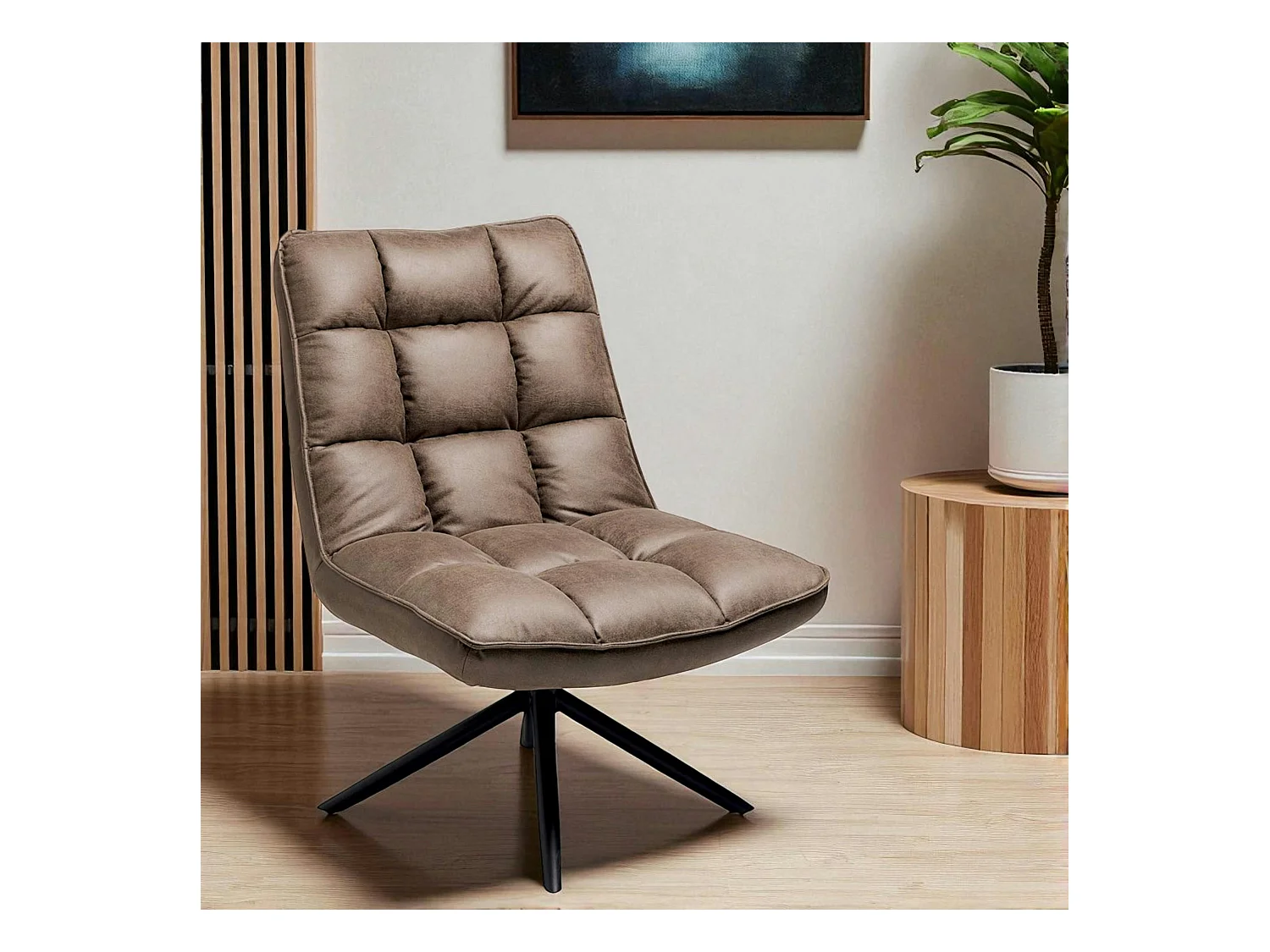 Fauteuil pivotant marron - confort salon KERALA