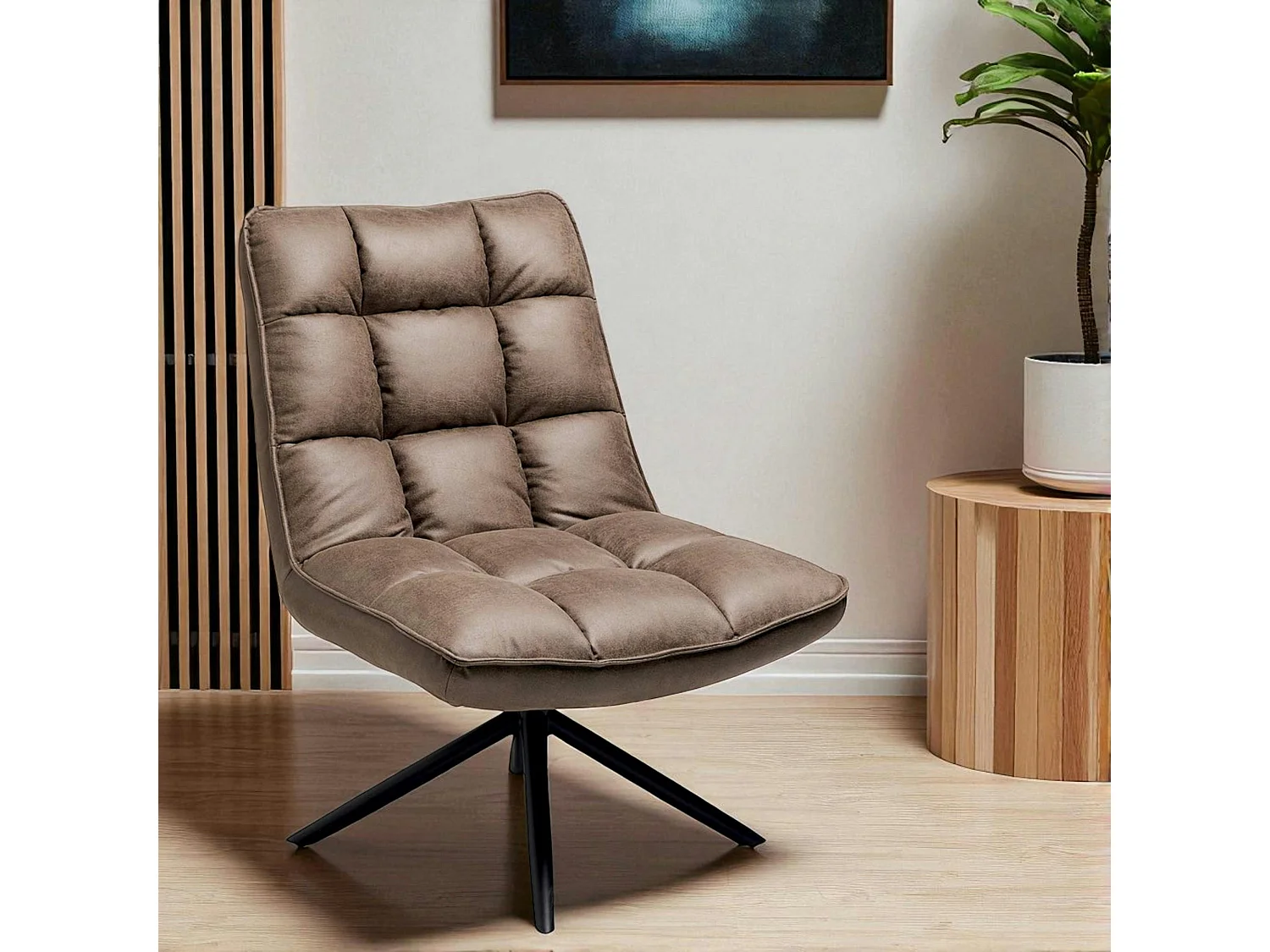 Fauteuil pivotant marron - confort salon KERALA