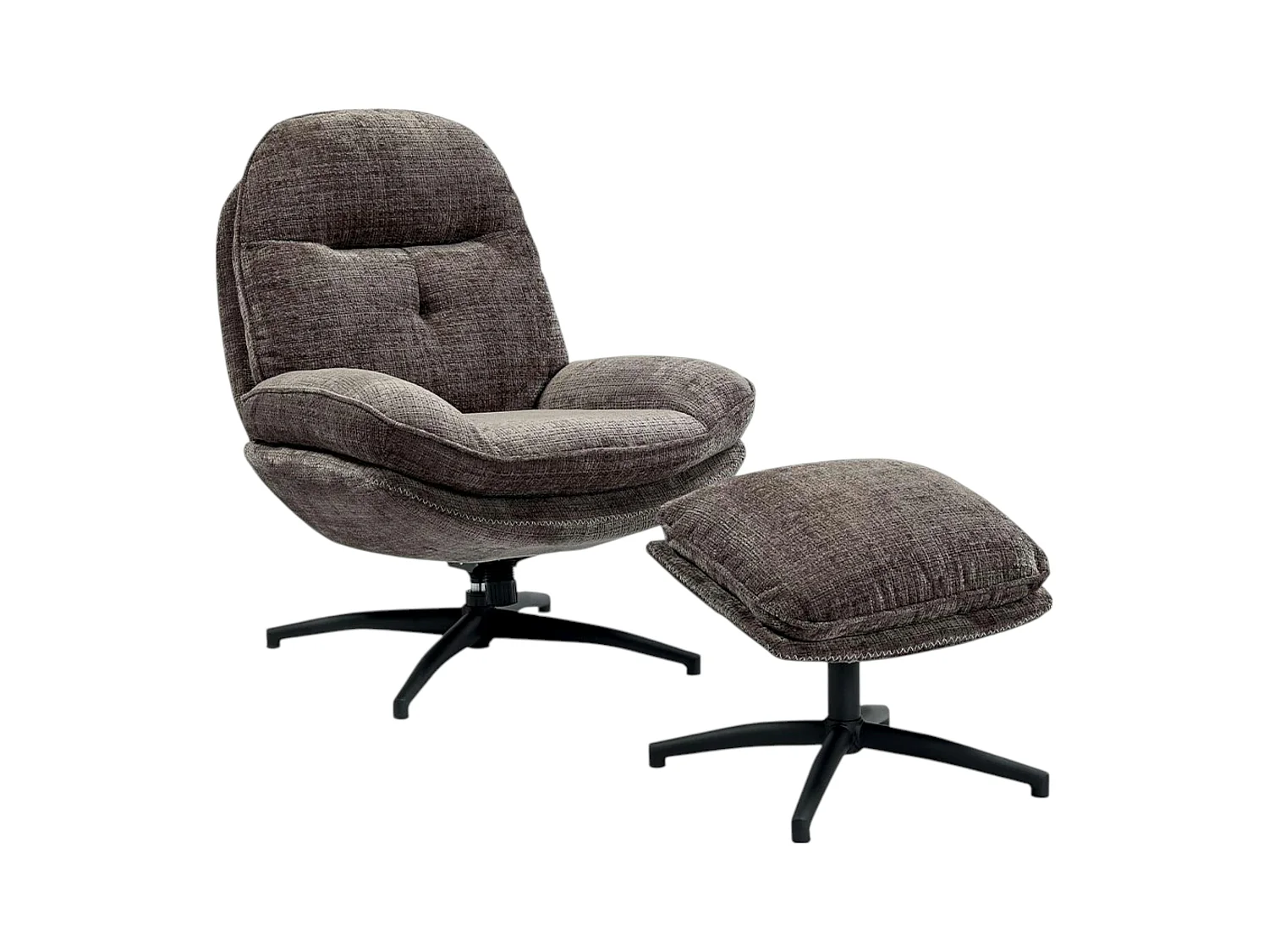 Fauteuil détente gris pivotant avec repose-pieds IENA