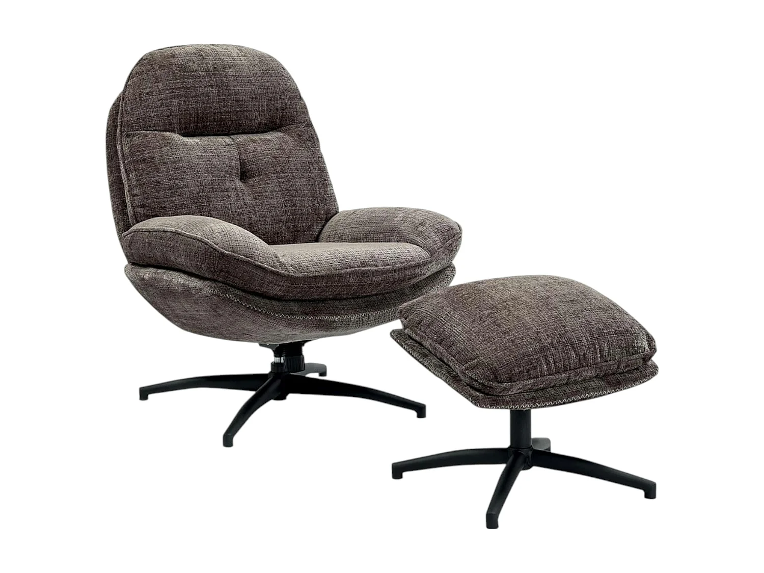 Fauteuil détente gris pivotant avec repose-pieds IENA