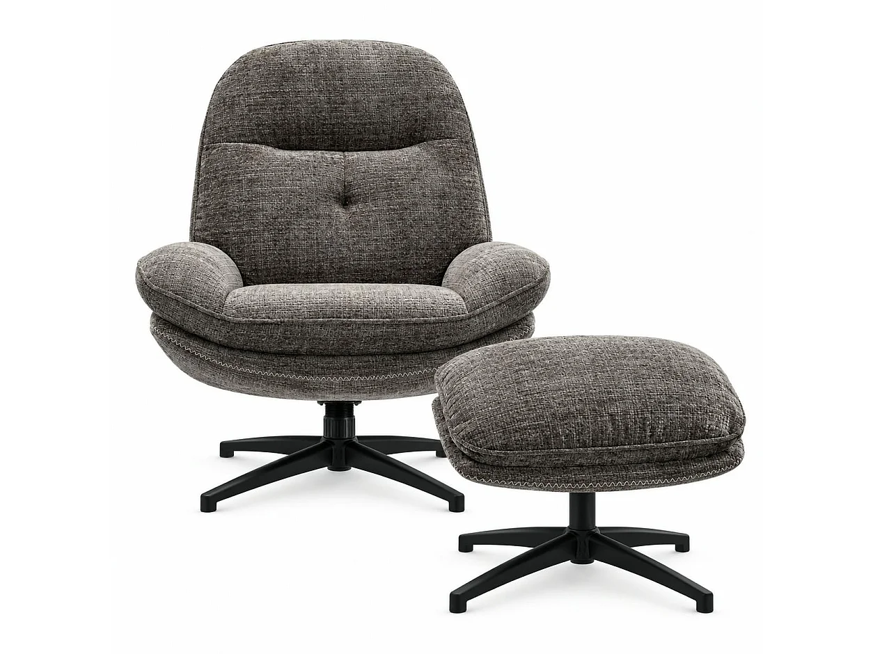 Fauteuil détente gris pivotant avec repose-pieds IENA