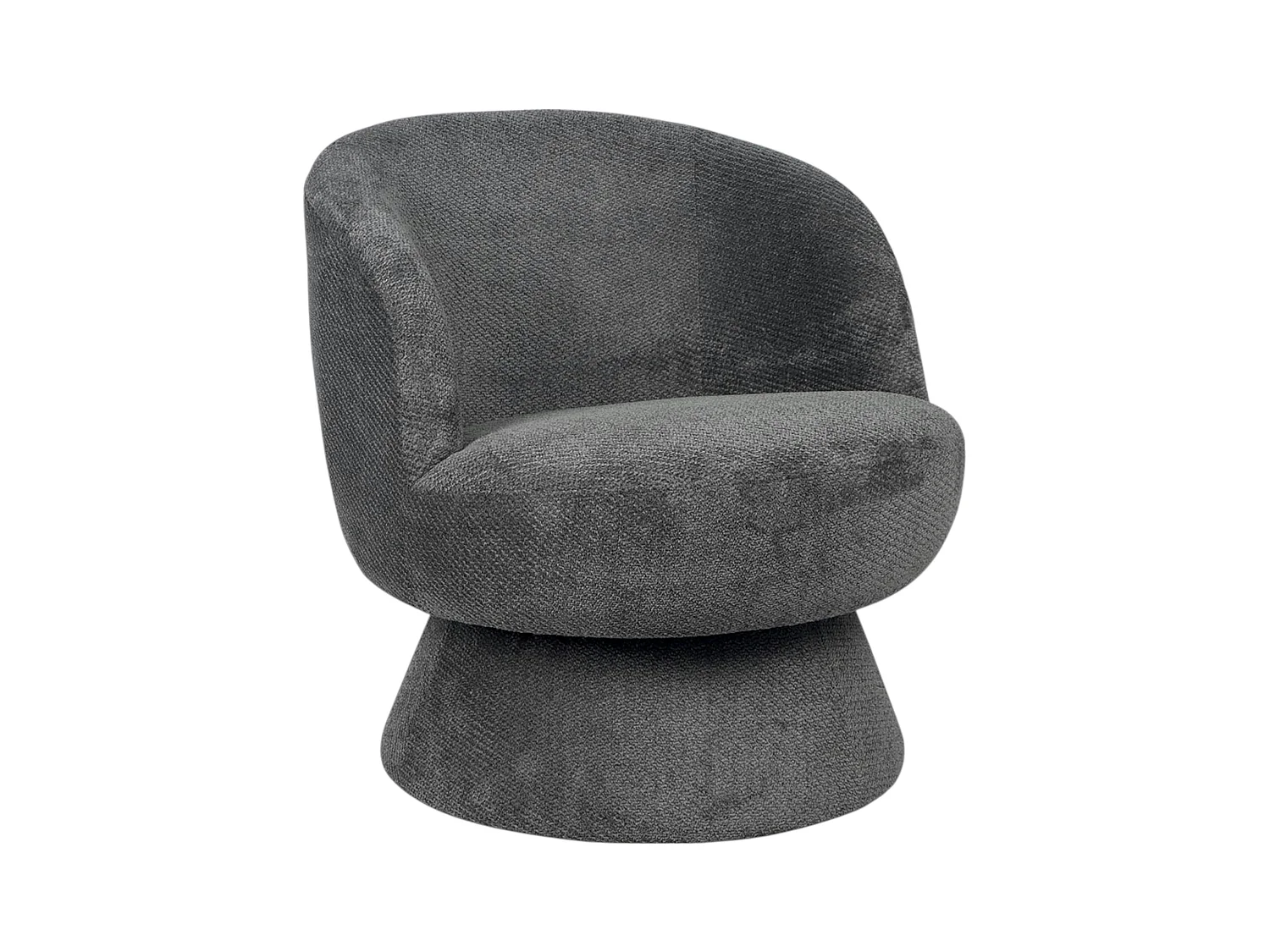 Fauteuil gris pivotant - tissu chenille, style rétro IENA
