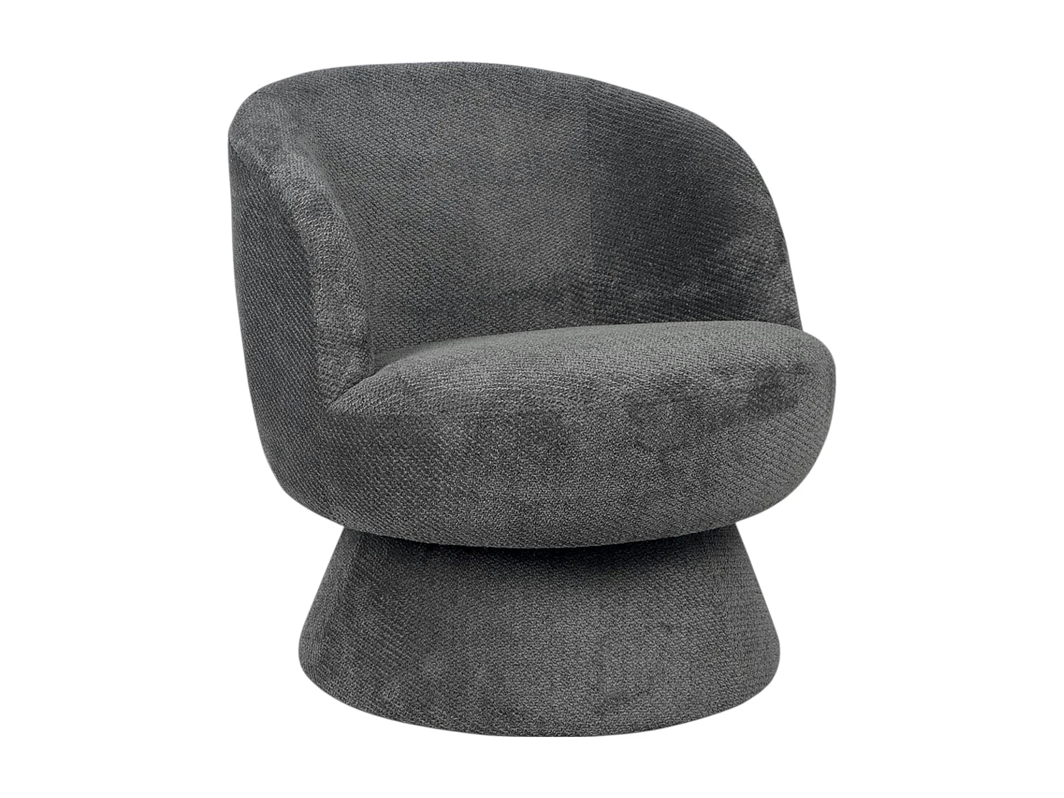 Fauteuil gris pivotant - tissu chenille, style rétro IENA