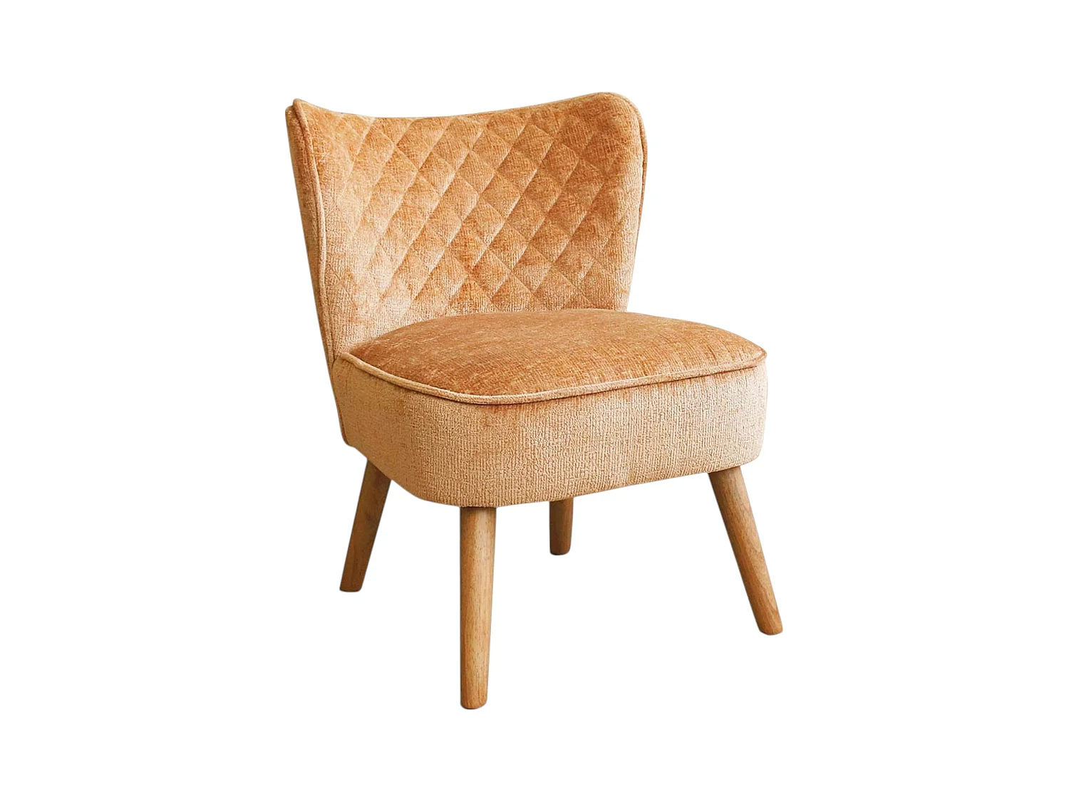 Fauteuil moutarde en tissu chenille - pieds bois IENA