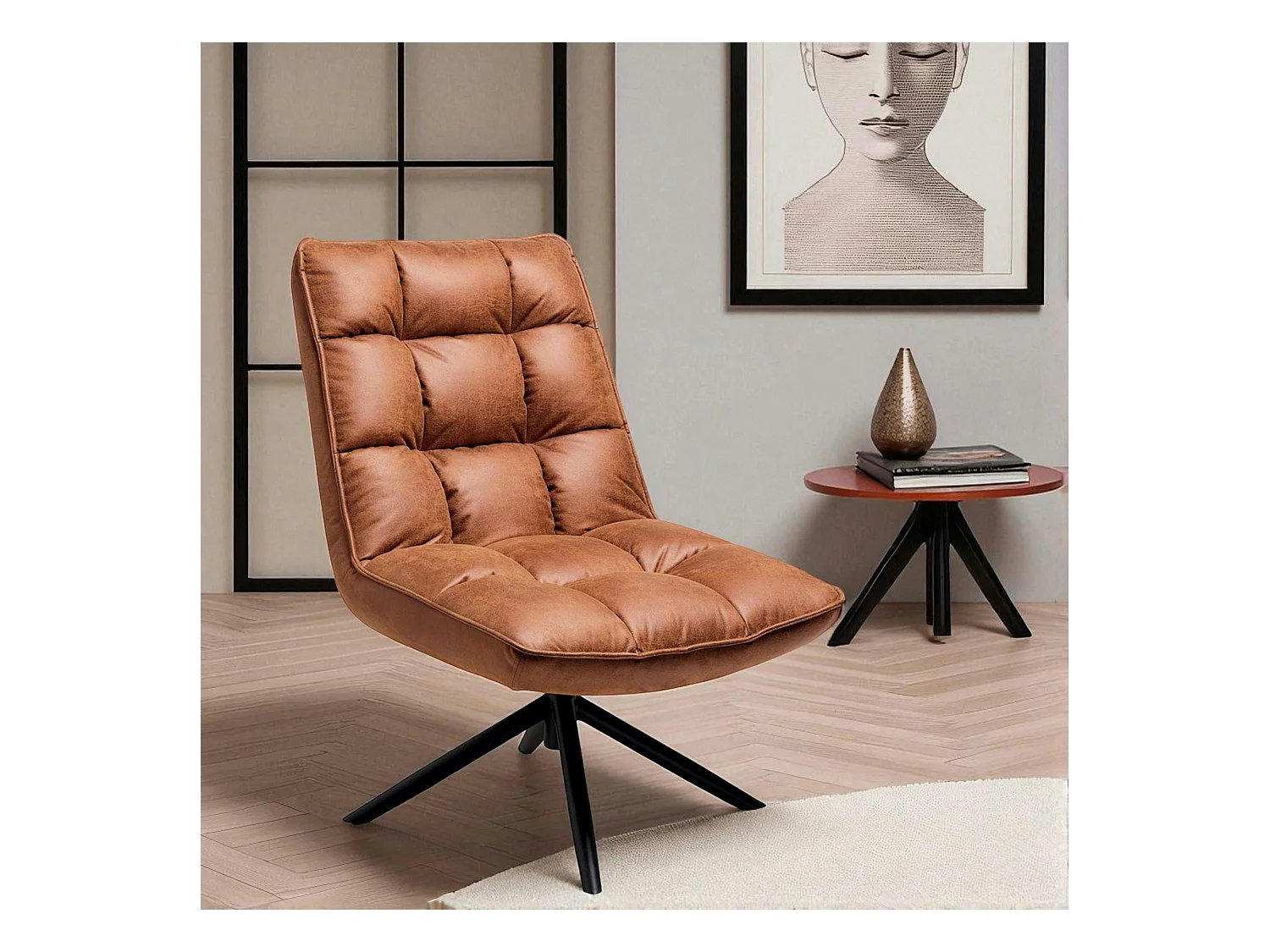 Fauteuil pivotant camel - confort salon KERALA
