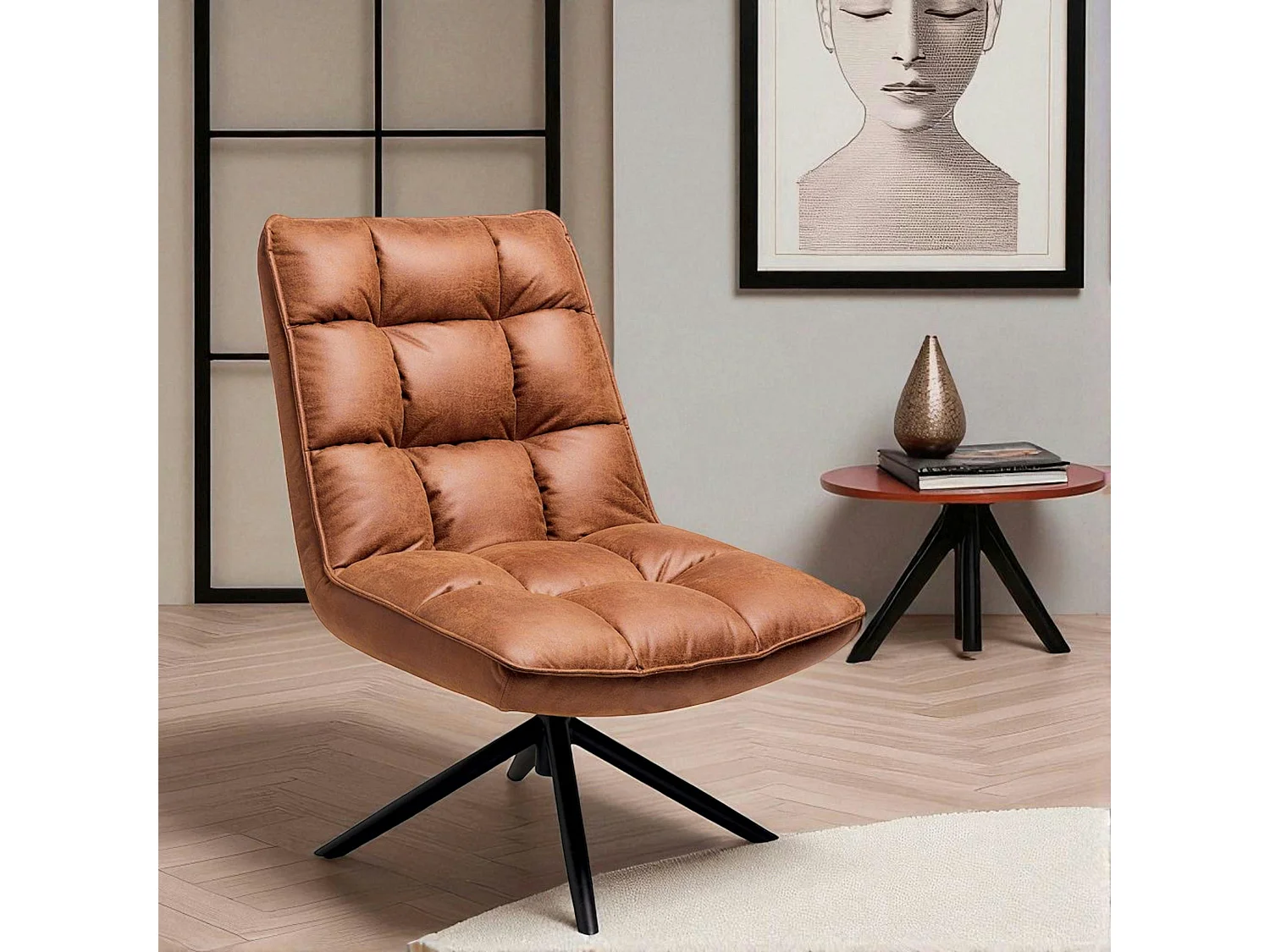 Fauteuil pivotant camel - confort salon KERALA