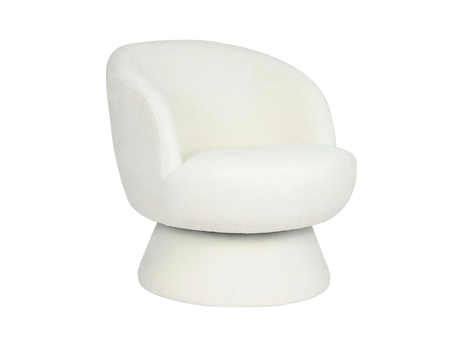 Fauteuil blanc pivotant - tissu chenille, style rétro IENA