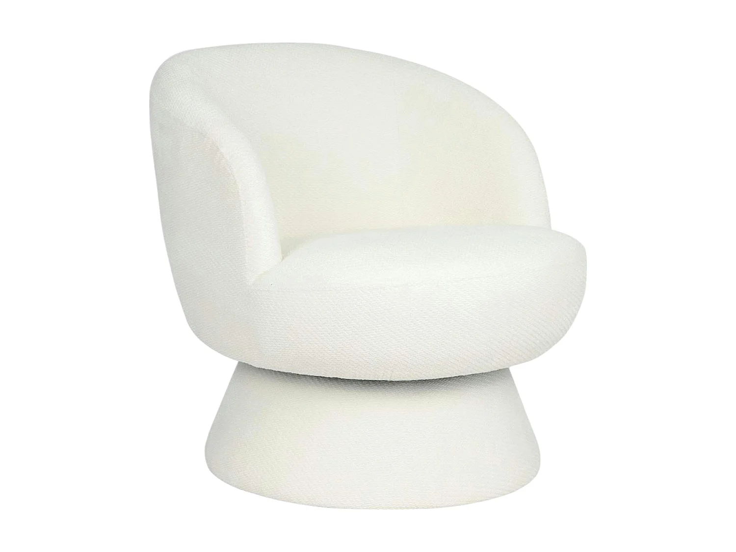 Fauteuil blanc pivotant - tissu chenille, style rétro IENA