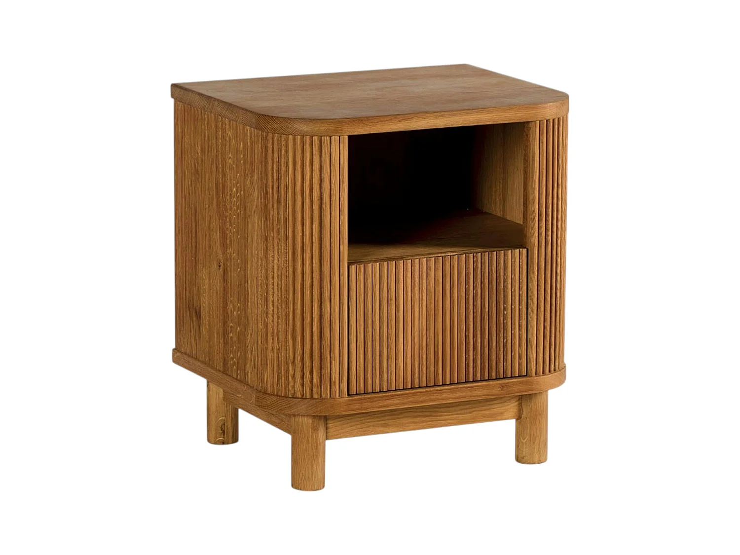 Table de nuit en bois - motif baguette, 1 tiroir IENA