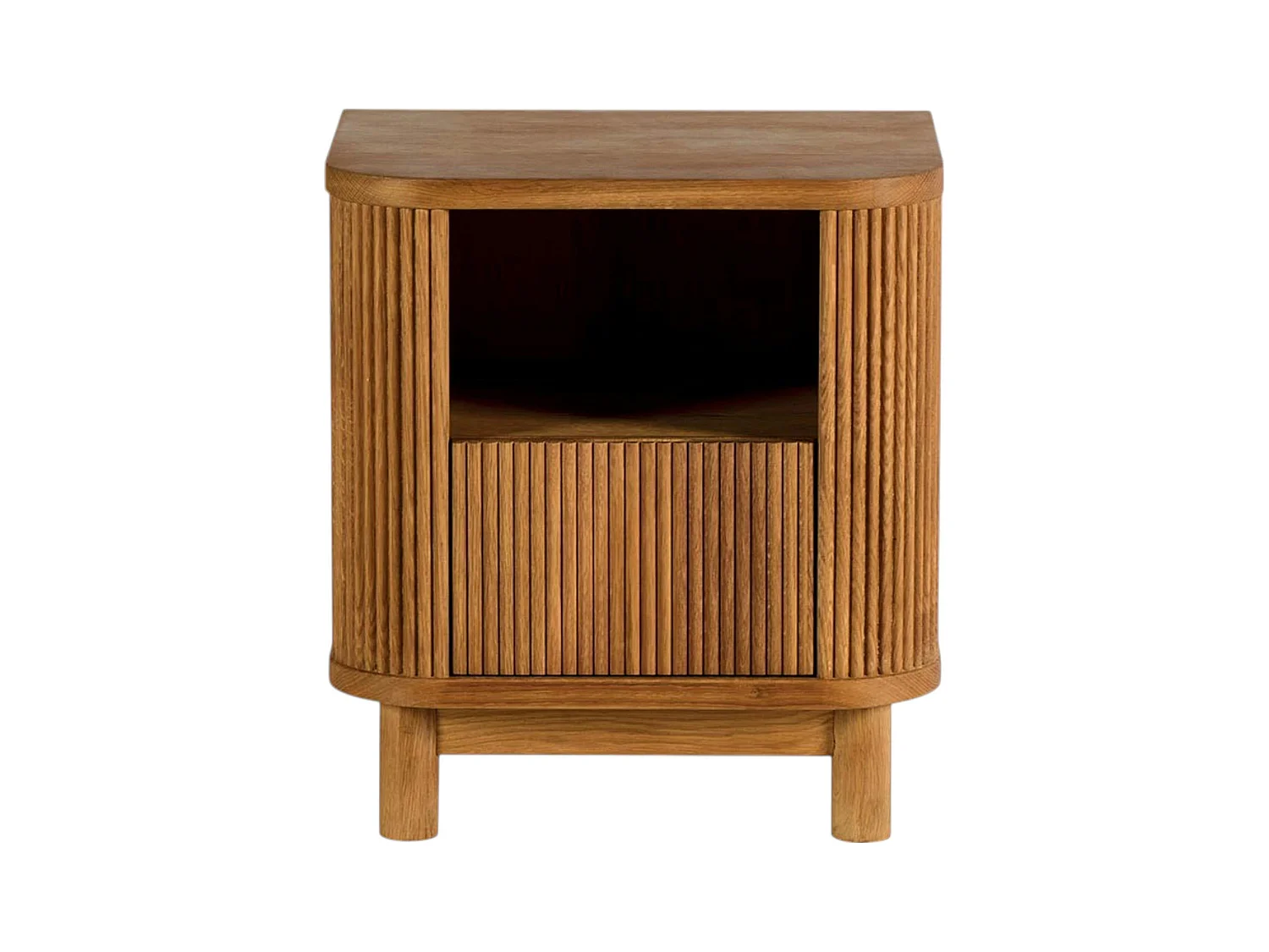 Table de nuit en bois - motif baguette, 1 tiroir IENA