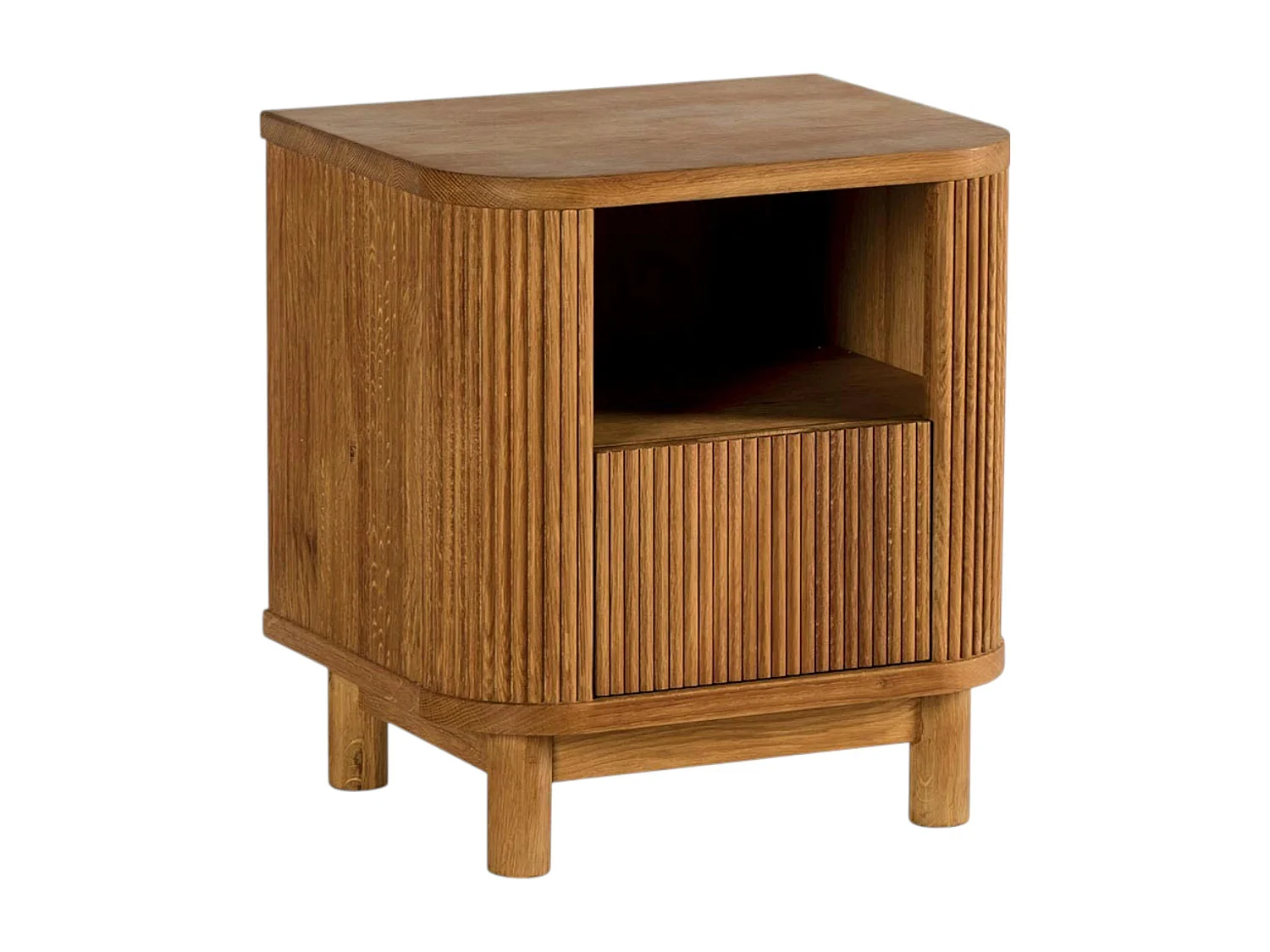 Table de nuit en bois - motif baguette, 1 tiroir IENA