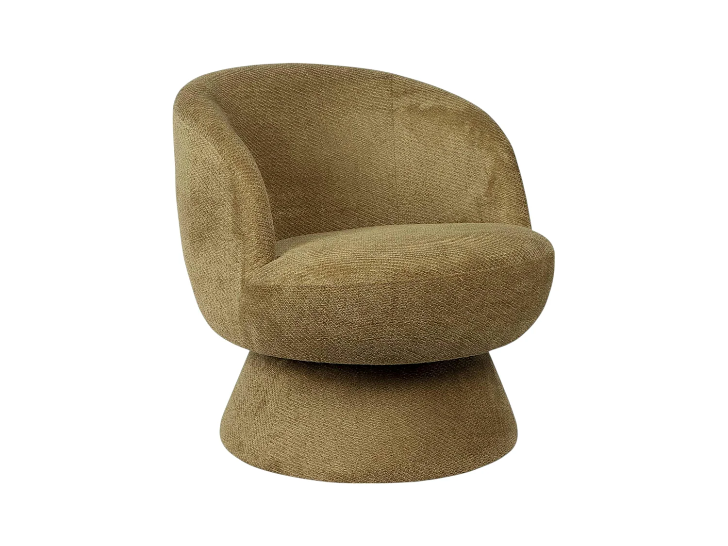 Fauteuil vert pivotant - tissu chenille, style rétro IENA