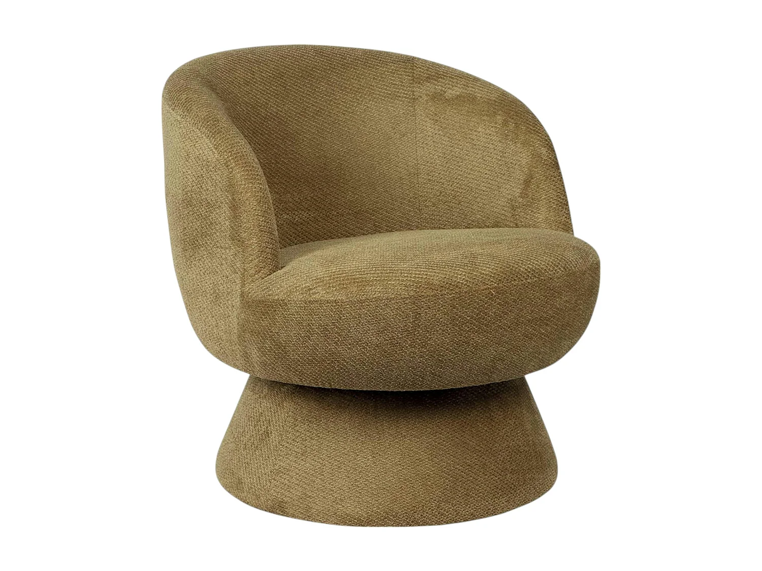 Fauteuil vert pivotant - tissu chenille, style rétro IENA