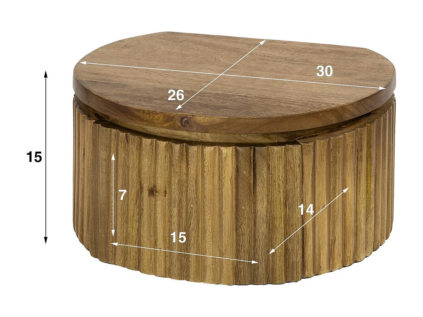 Table de nuit murale en bois rainuré – ronde, 30 cm DELHI