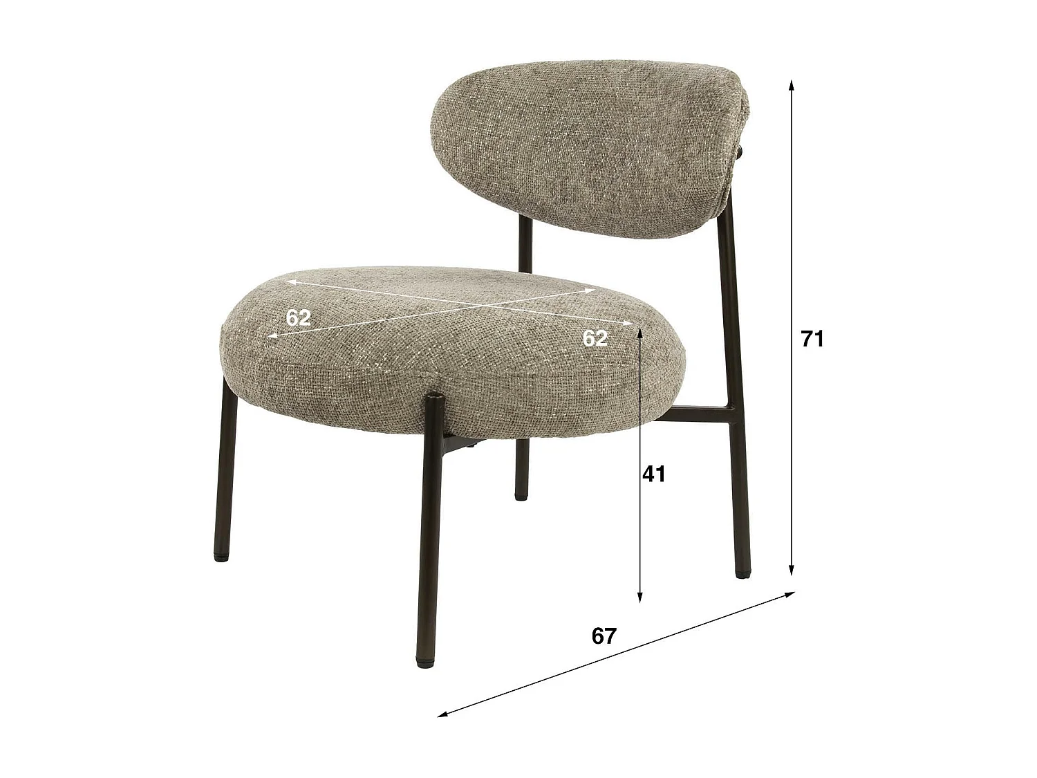 Fauteuil de salon confortable – tissu chenille sable CREEK