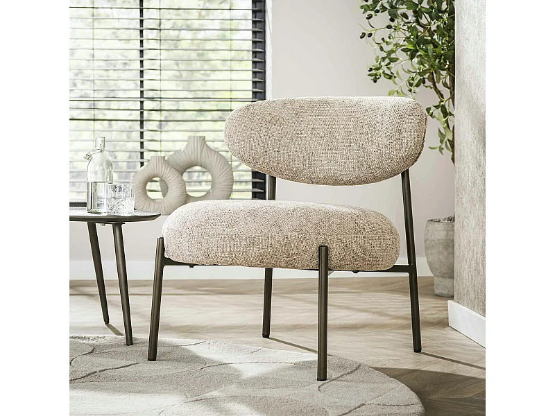 Fauteuil de salon confortable – tissu chenille sable CREEK