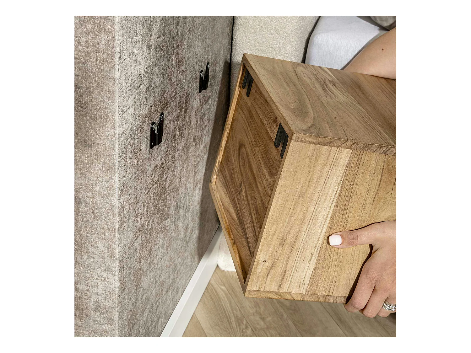 Table de chevet bois – 1 tiroir, forme cube MELBOURNE