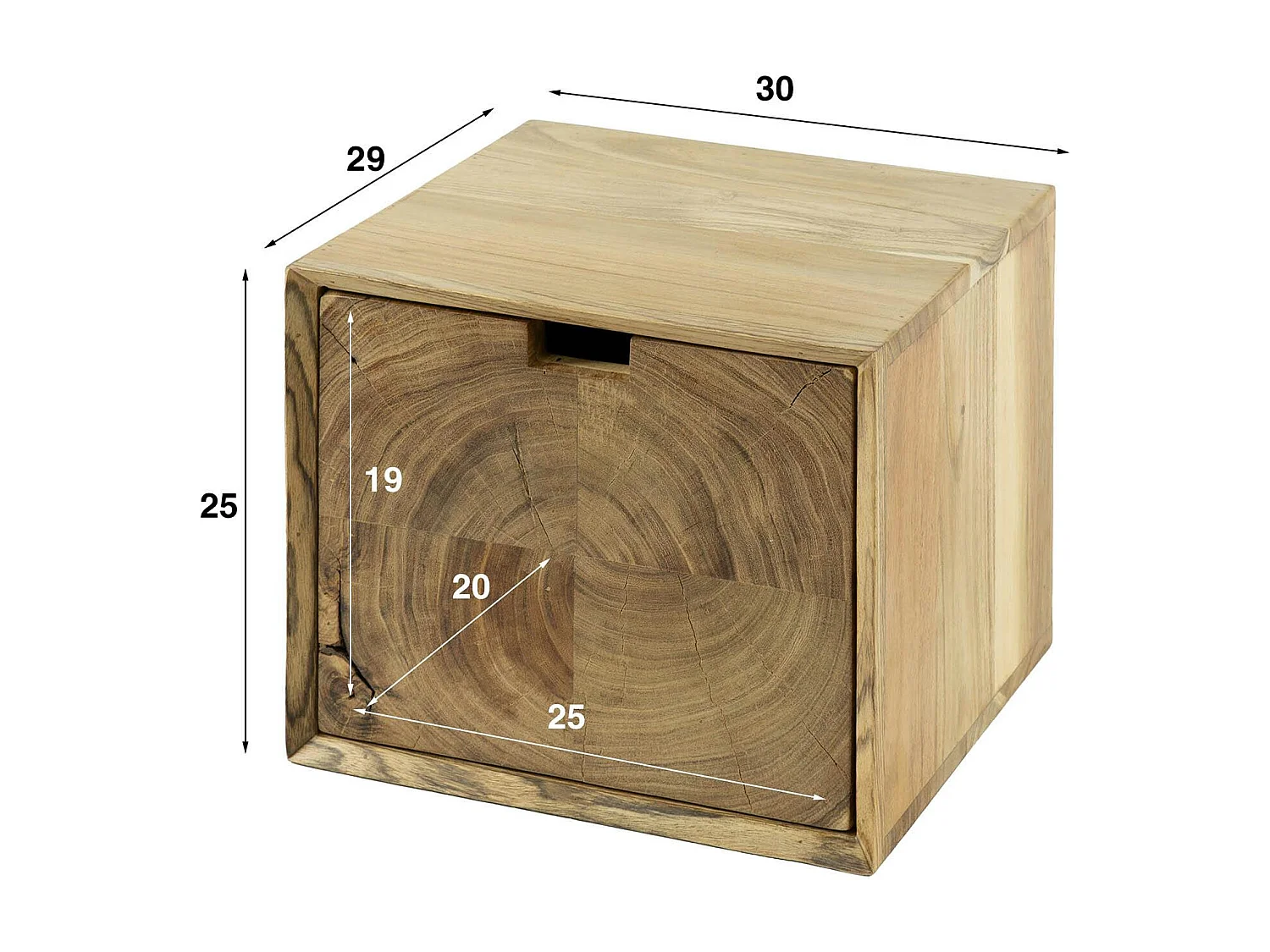 Table de chevet bois – 1 tiroir, forme cube MELBOURNE