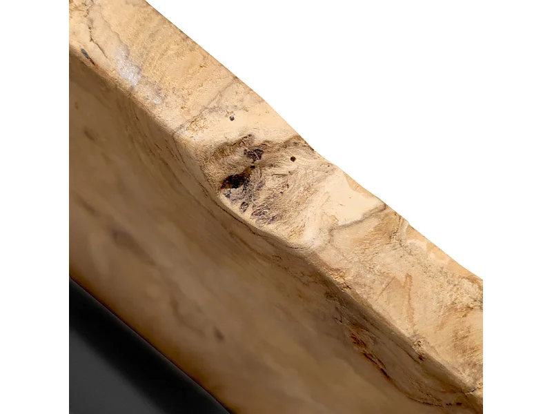 Petite table basse en métal noir mat et bois de teck massif - ONTARI