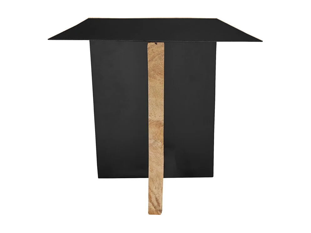 Petite table basse en métal noir mat et bois de teck massif - ONTARI