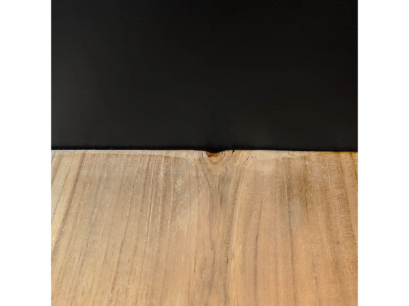 Petite table basse en métal noir mat et bois de teck massif - ONTARI