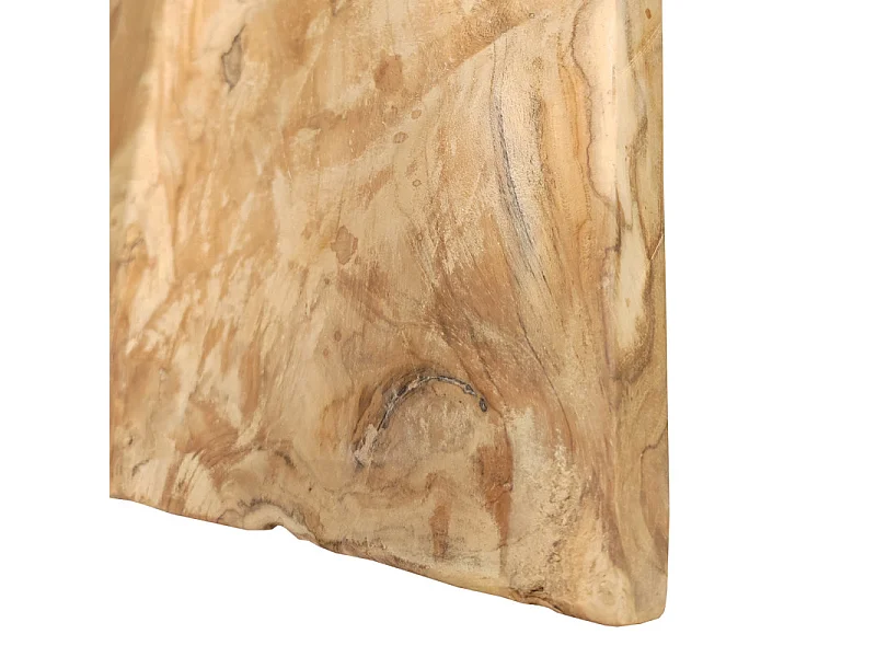 Petite table basse en métal noir mat et bois de teck massif - ONTARI