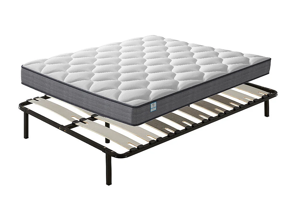 Ensemble Matelas à ressorts + Sommier avec lattes larges 160x200cm, Epaisseur du Matelas 20cm