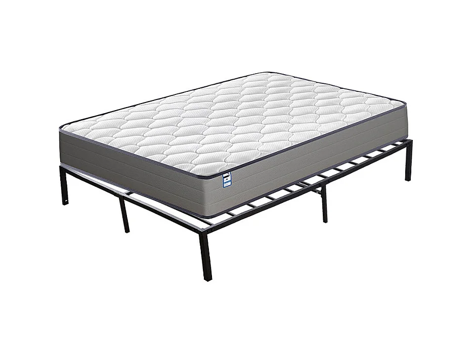 Matelas à ressorts de 20 cm d'épaisseur + cadre de lit en métal de 140x190 cm