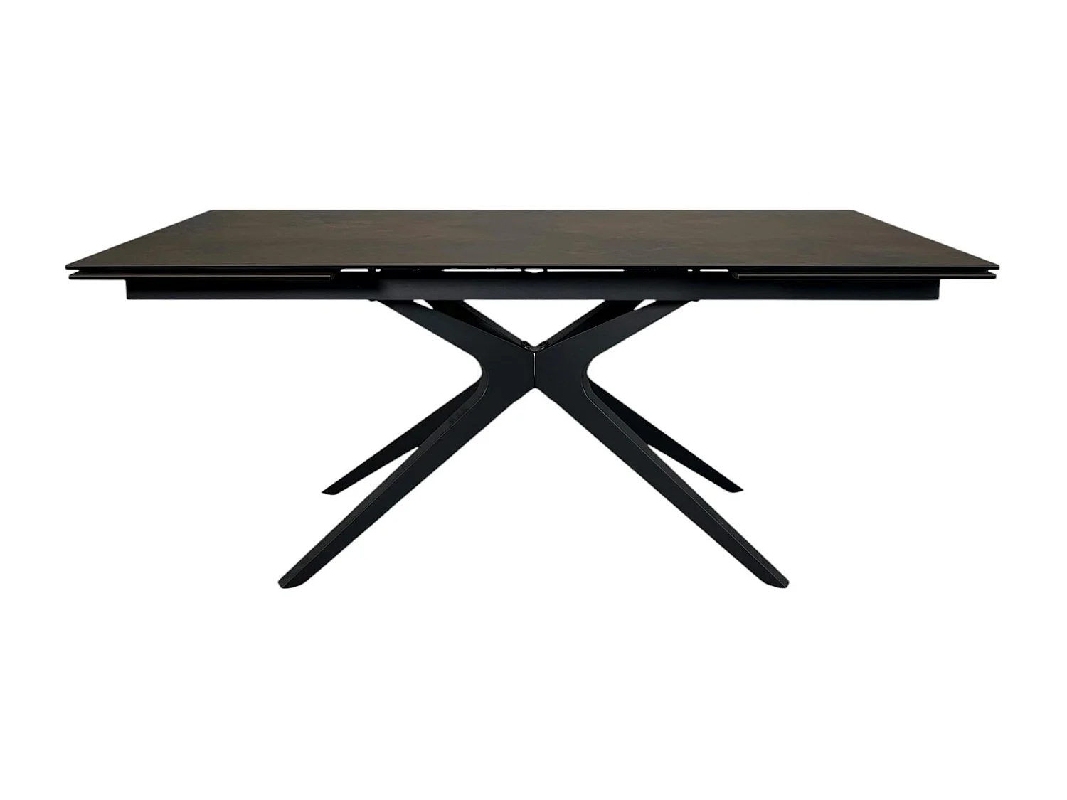 Table à manger extensible 180-280 cm céramique effet rouille pied croisé LOMBARDIE