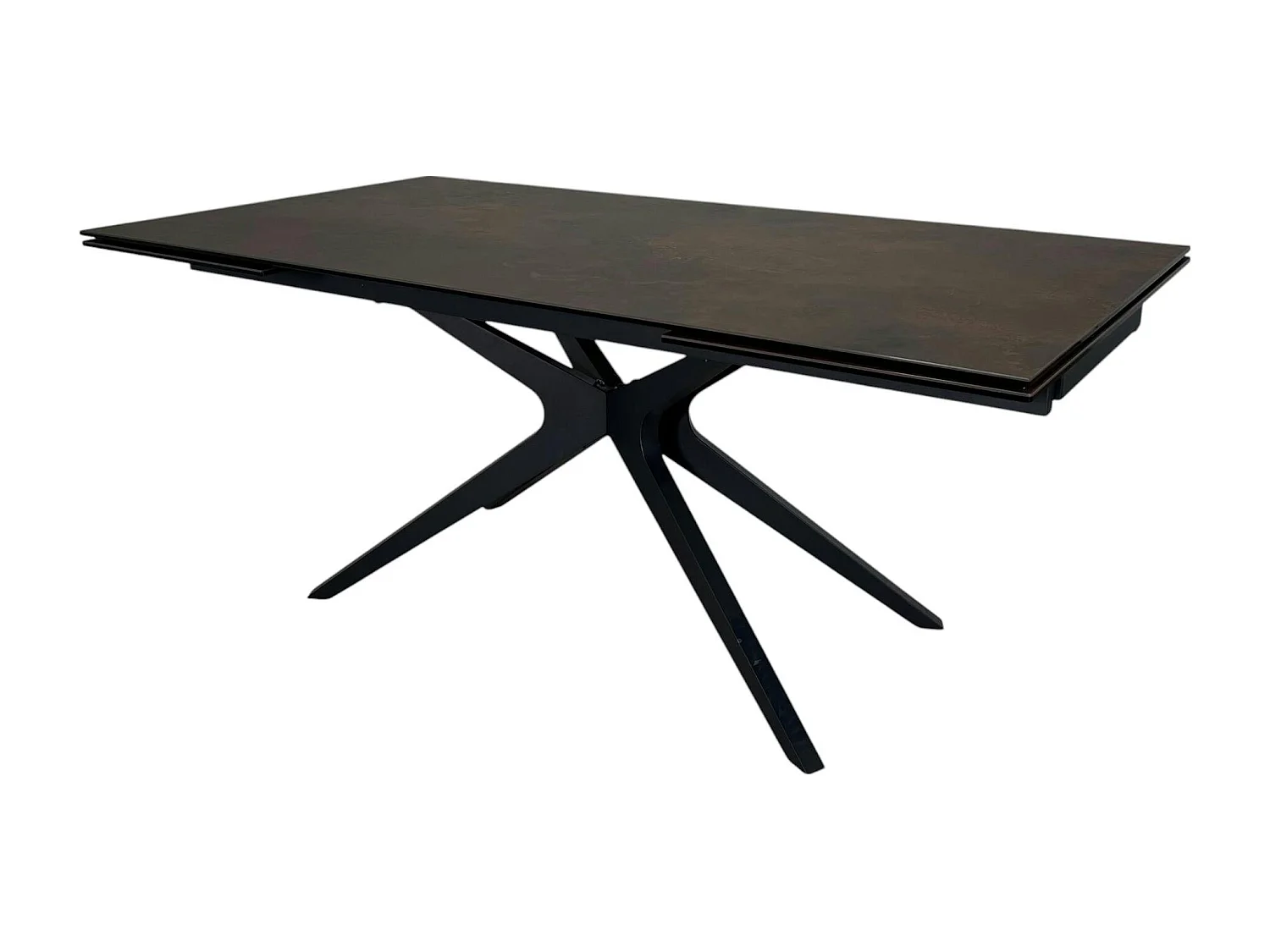 Table à manger extensible 180-280 cm céramique effet rouille pied croisé LOMBARDIE