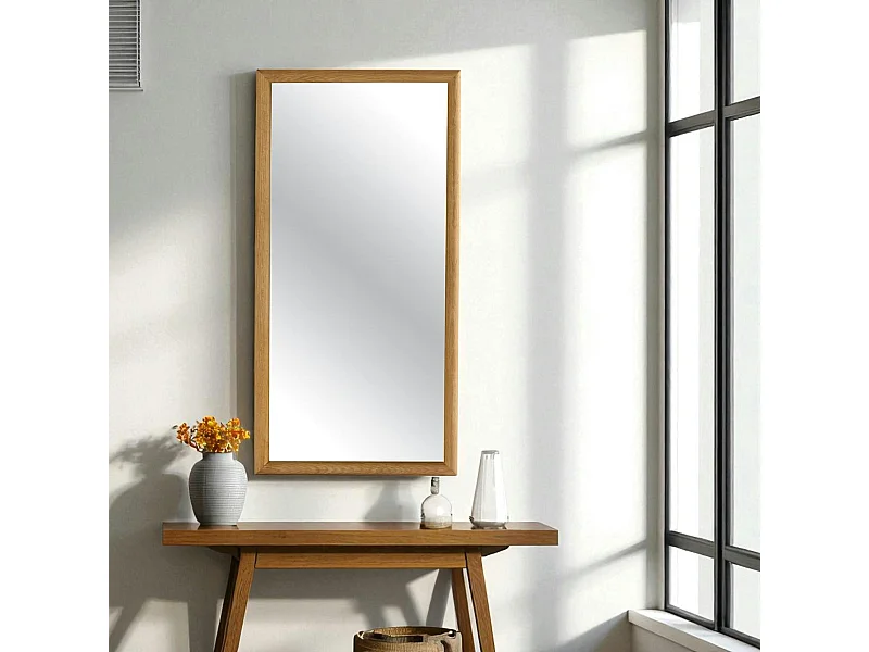 Miroir d'entrée vertical - cadre bois clair 80 cm IENA