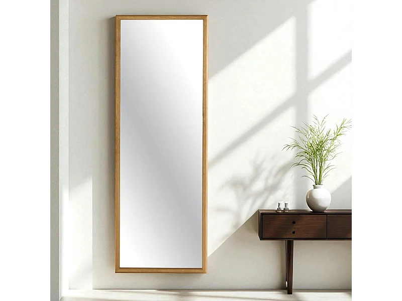 Miroir d'entrée vertical - cadre bois clair 140 cm IENA