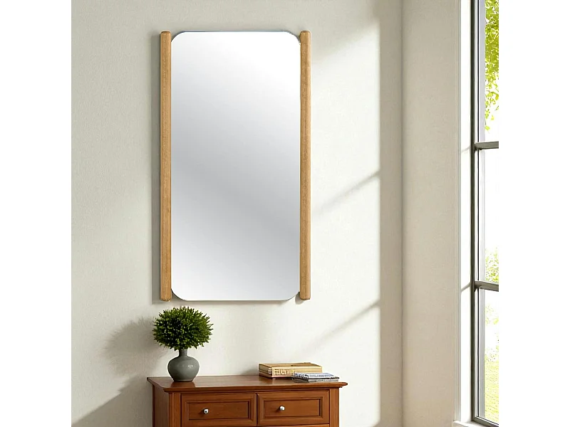 Miroir d'entrée vertical - baguettes latérales bois IENA