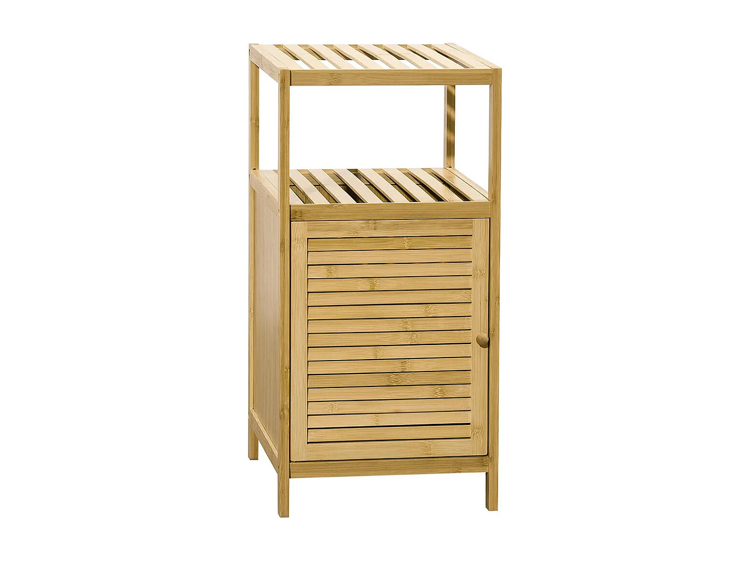 Armoire de salle de bain, étagère de salle de bain, en bambou, 1 étagère, 1 armoire, 33 cm × 36,5 cm × 67 cm, couleur naturelle