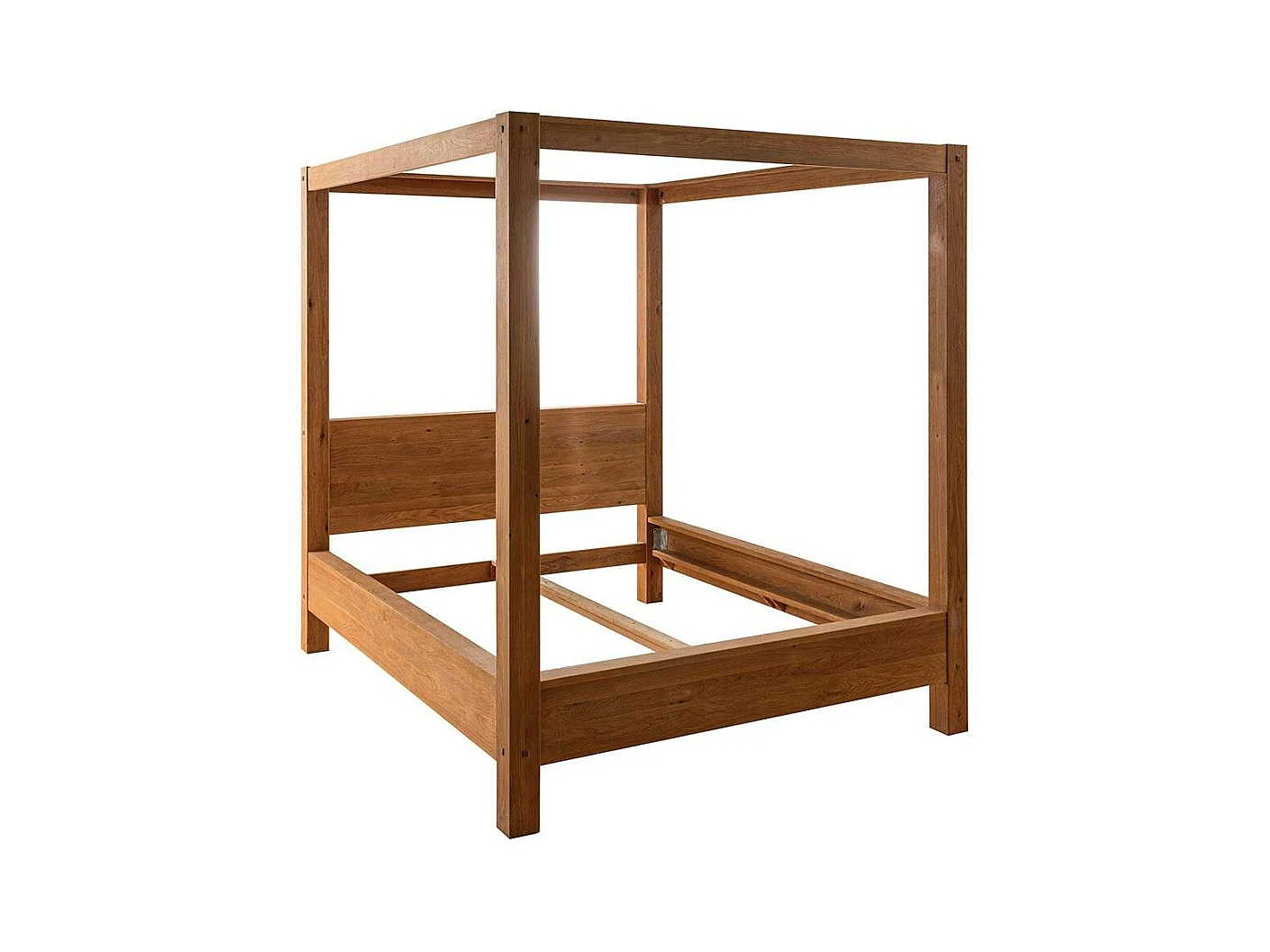 Lit baldaquin cadre 160 cm en bois – style naturel VERBIER