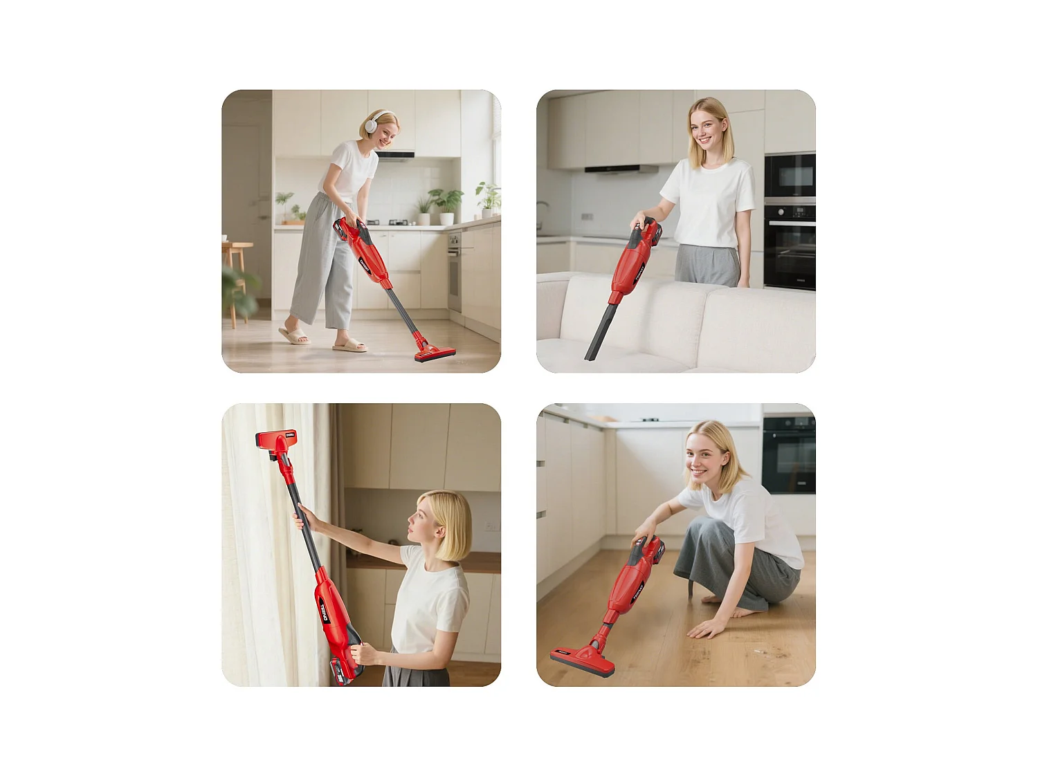 Aspirateur Balai sans Fil Lithium 150W/13KPA, aspirateur Vertical sans Fil avec Batterie au Lithium 4Ah