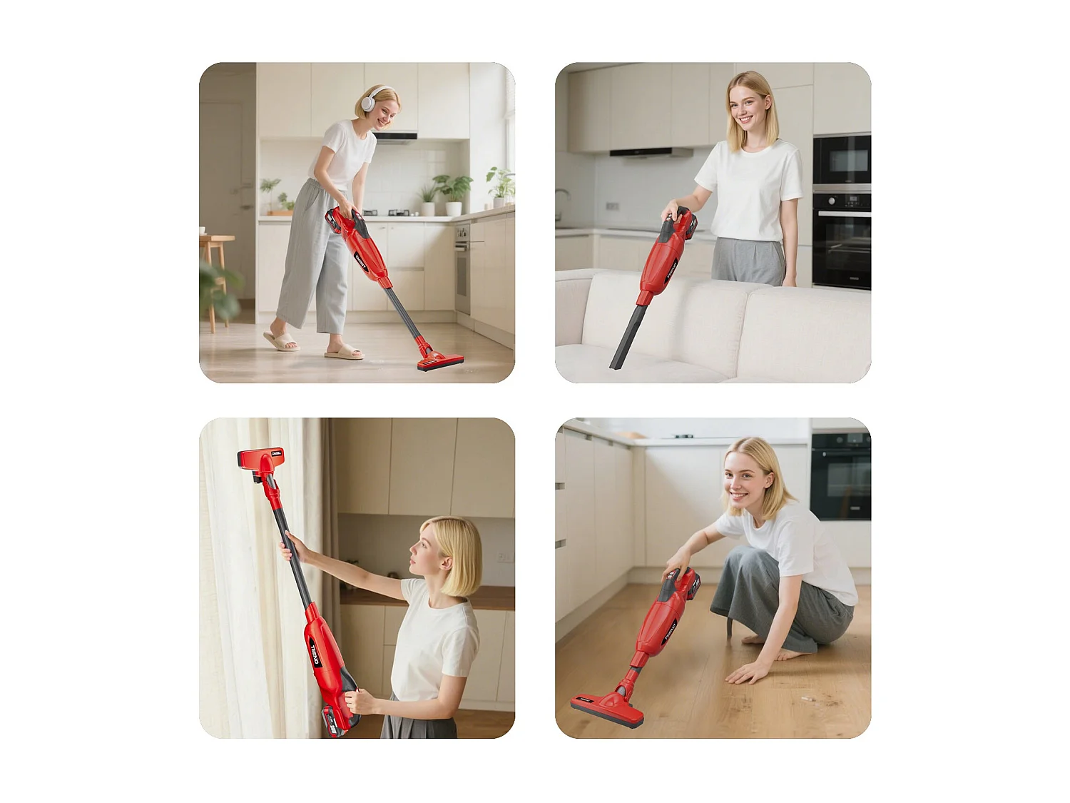 Aspirateur Balai sans Fil Lithium 150W/13KPA, aspirateur Vertical sans Fil avec Batterie au Lithium 4Ah