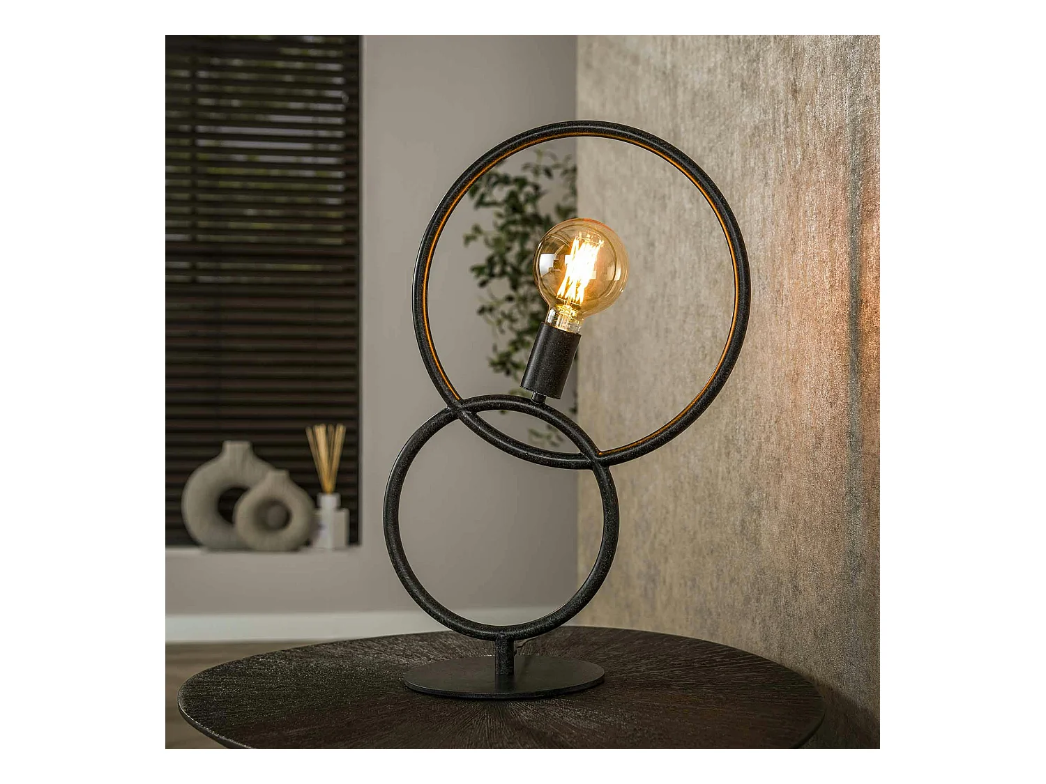 Lampe design noire – 2 anneaux TRIBECA