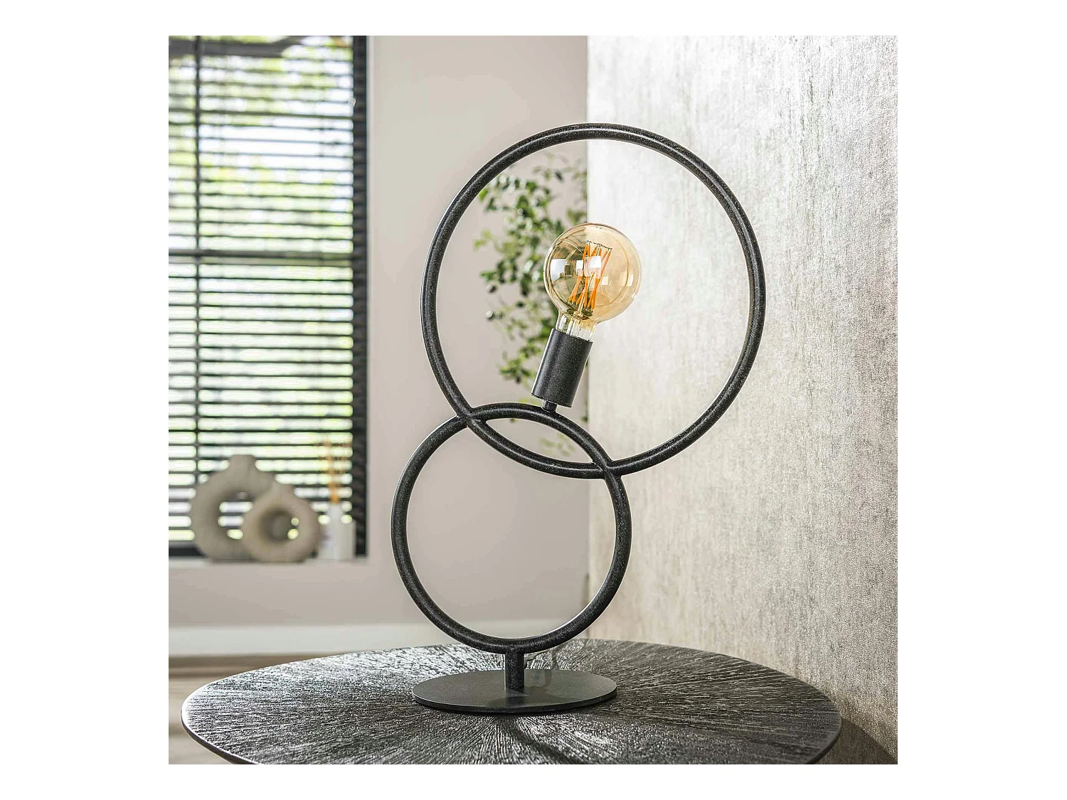 Lampe design noire – 2 anneaux TRIBECA