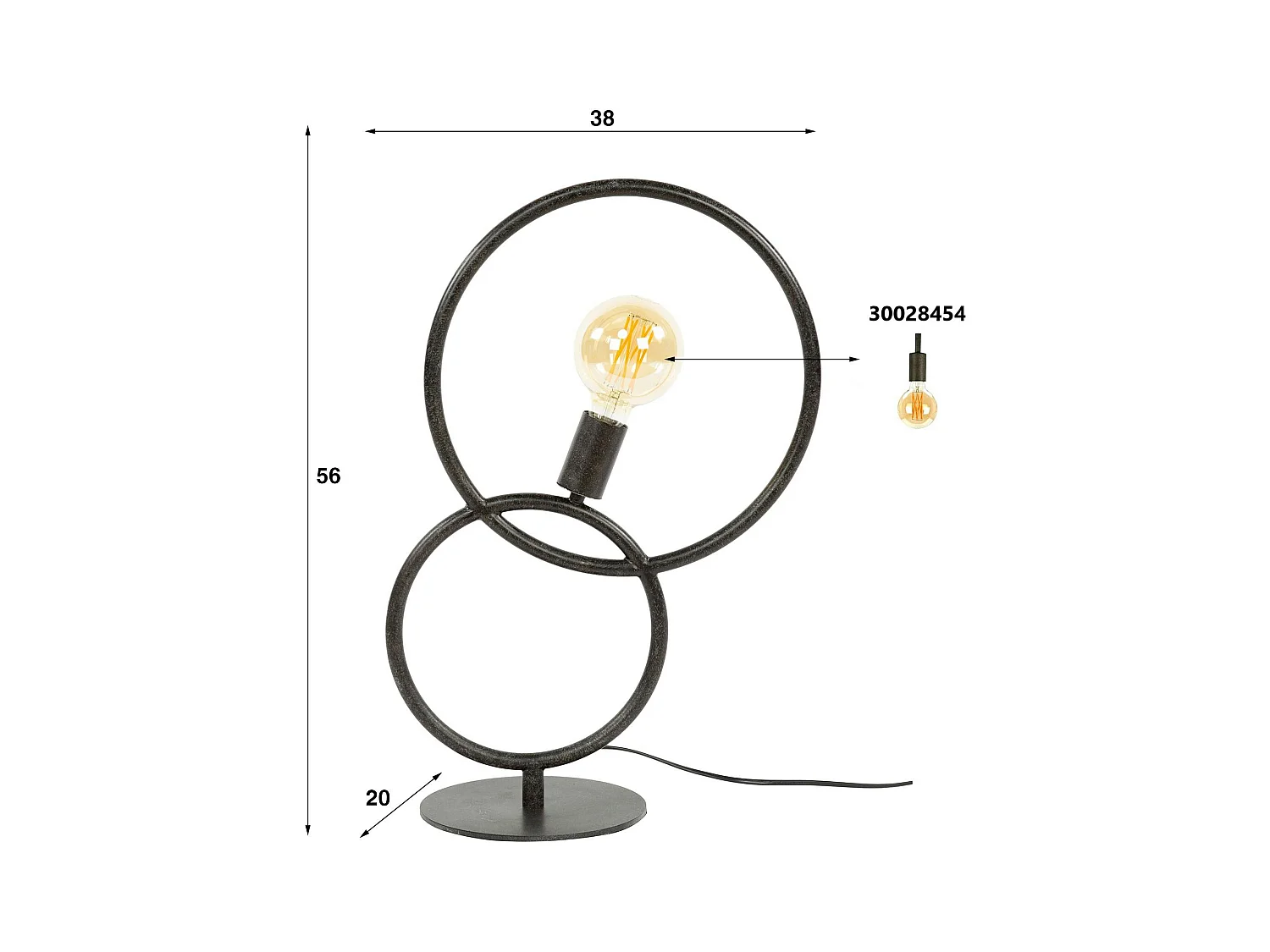 Lampe design noire – 2 anneaux TRIBECA