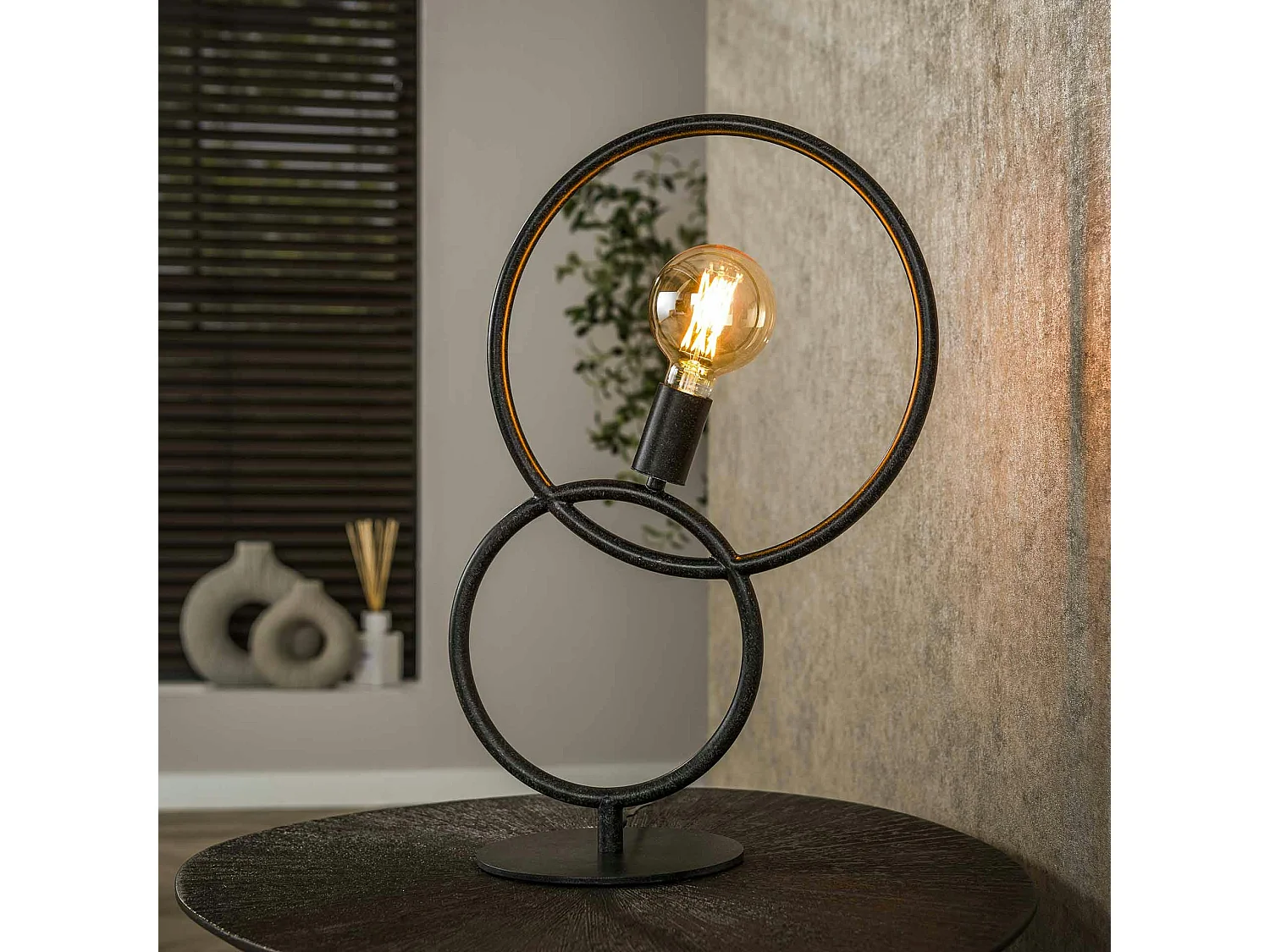 Lampe design noire – 2 anneaux TRIBECA