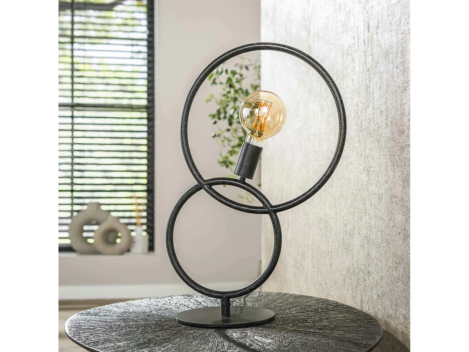 Lampe design noire – 2 anneaux TRIBECA